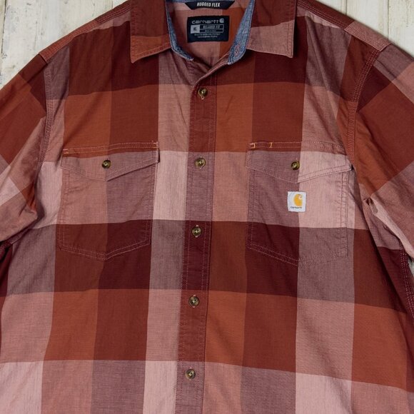 Carhartt Auburn Rugged Flex Relaxed Fit Short Sleeve Button Down Shirt Size XL - Picture 2 of 7